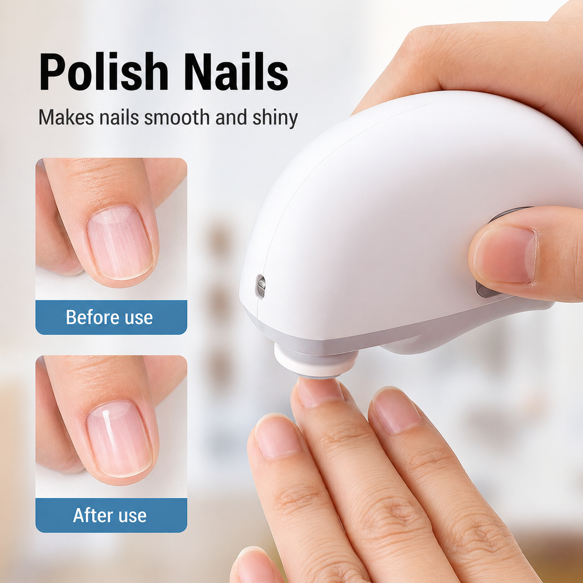 Electric Nail Clipper | 3-in-1 Cut, File & Polish | USB Rechargeable