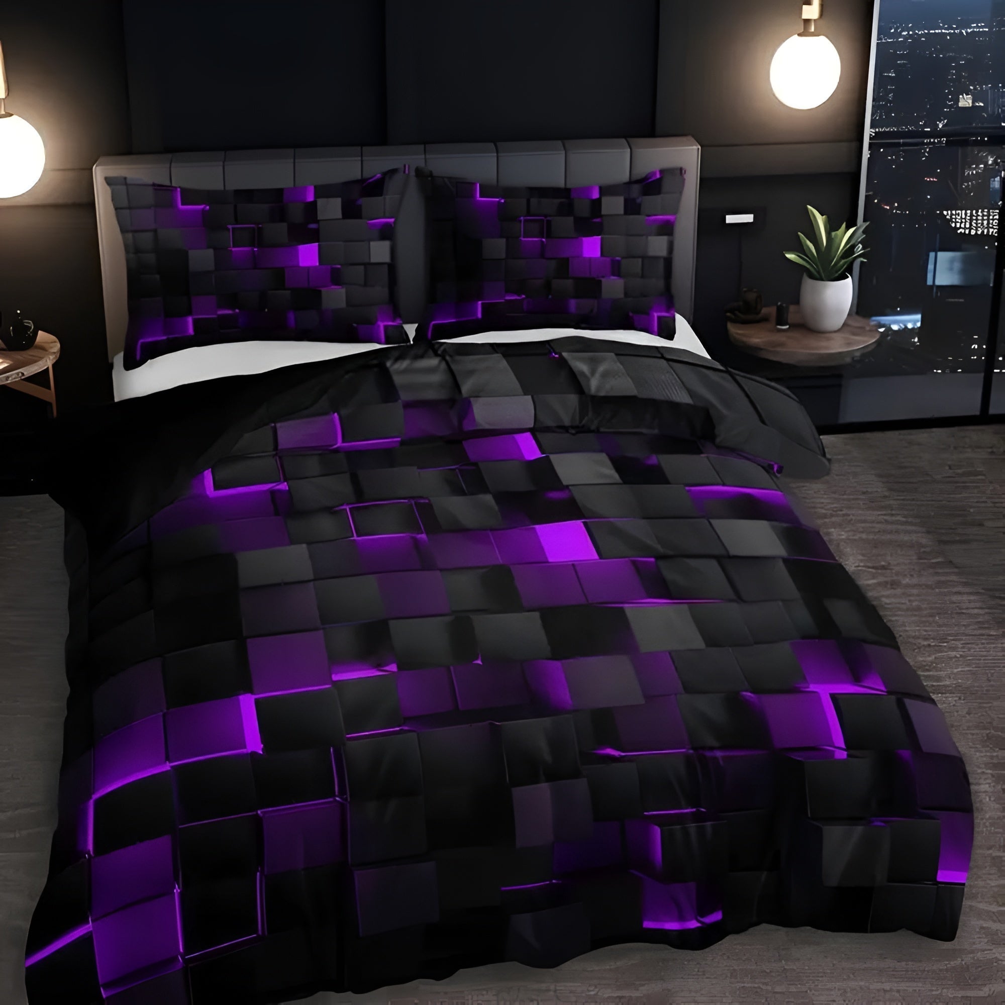 3D Grid Duvet Cover Set