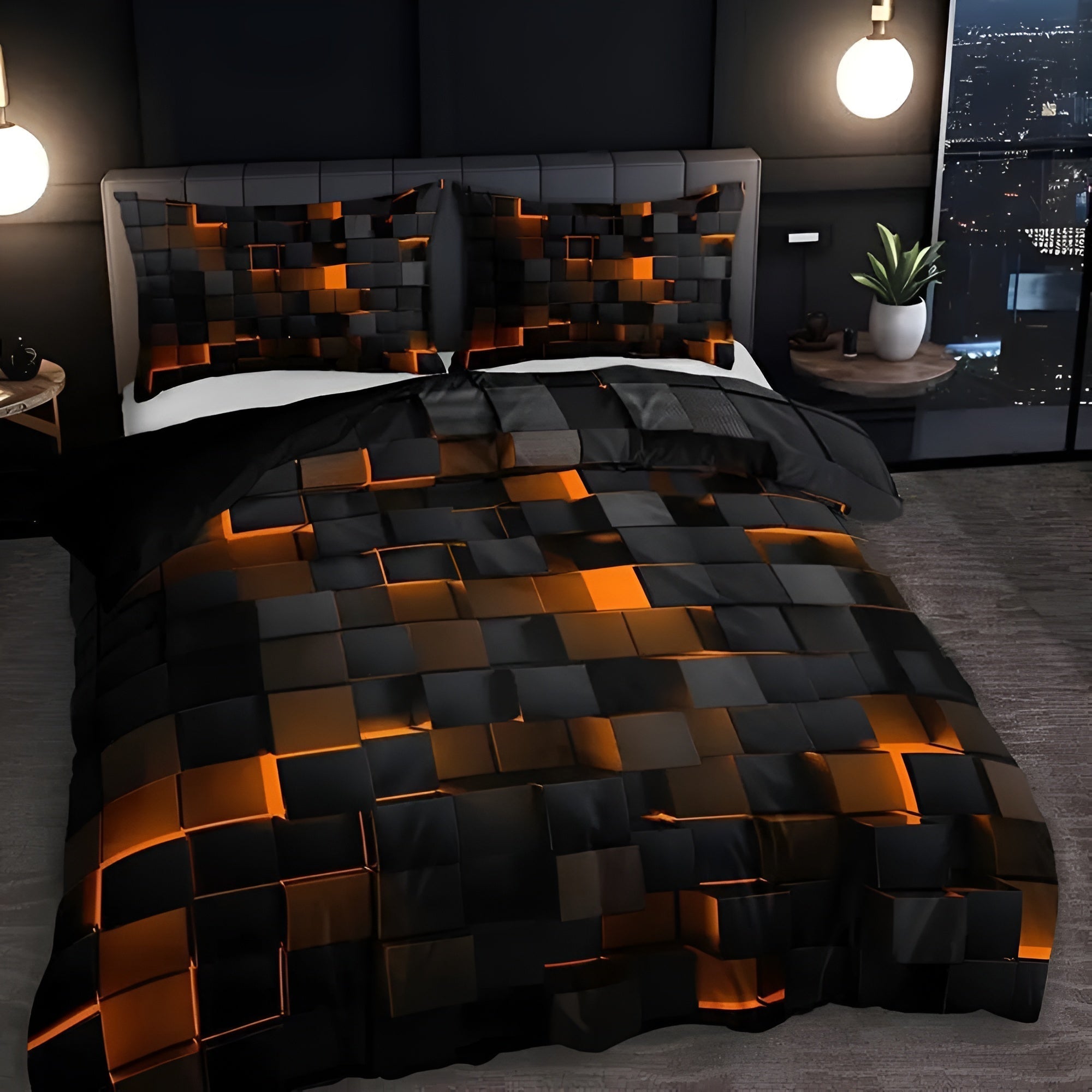 3D Grid Duvet Cover Set