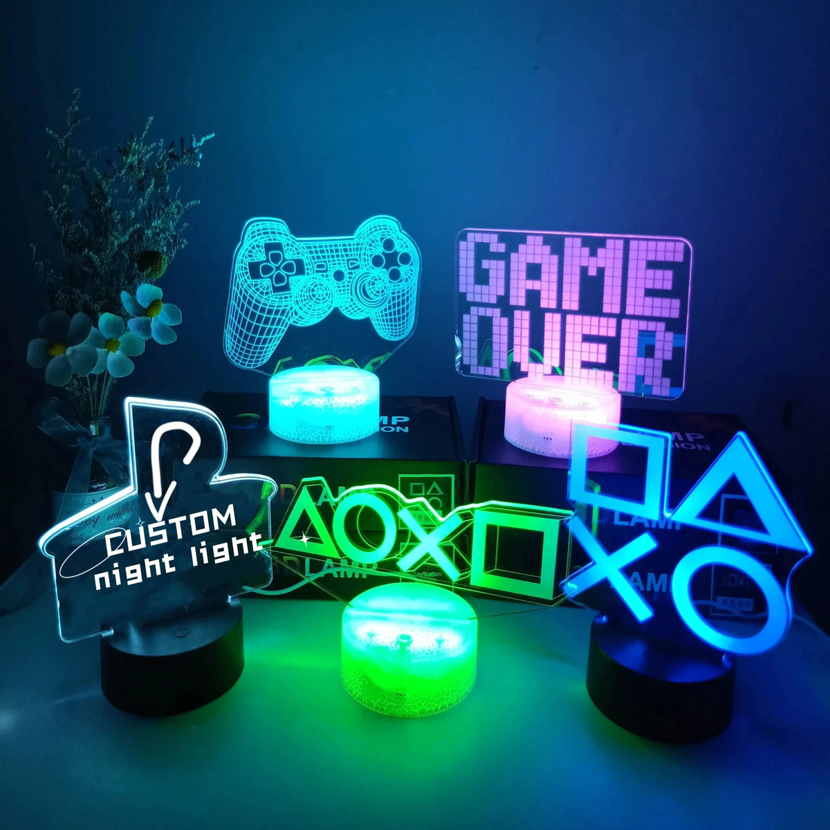 3D LED Lamp | Laser-Engraved Acrylic & Remote Control | 16 Colors