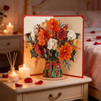 3D Pop-Up Greeting Card | Laser-Cut Floral Bouquet & Writable Interior
