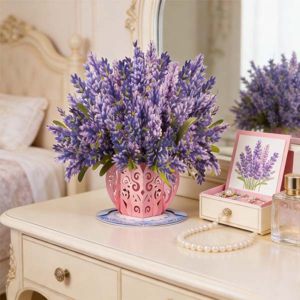3D Pop-Up Greeting Card | Laser-Cut Floral Bouquet & Writable Interior