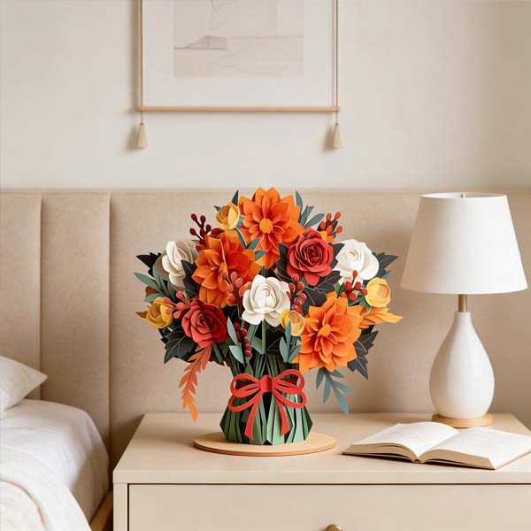 3D Pop-Up Greeting Card | Laser-Cut Floral Bouquet & Writable Interior