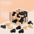 3D Wooden Puzzle | Solid Wood & 54-Piece | T- or L-Shape