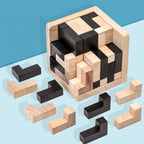 3D Wooden Puzzle | Solid Wood & 54-Piece | T- or L-Shape
