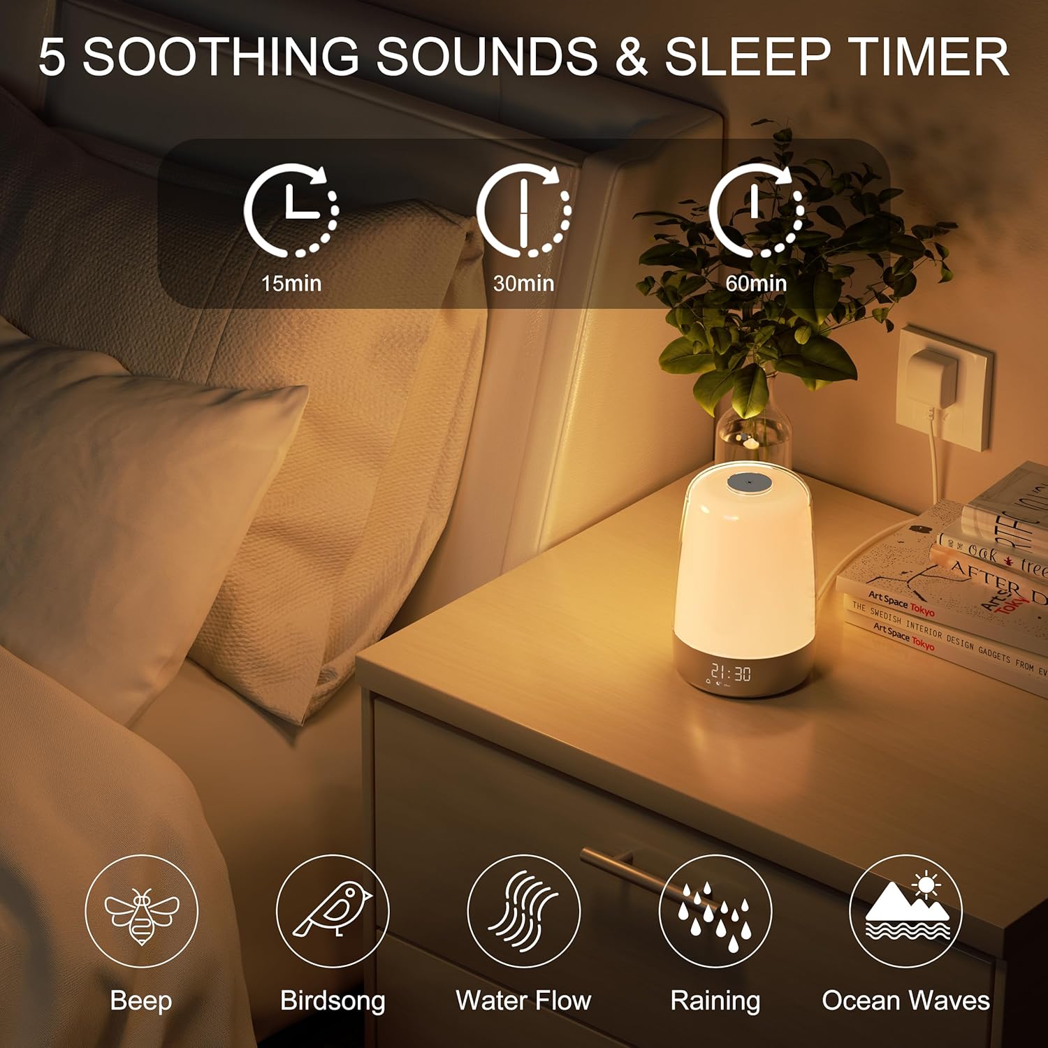 Wake-Up Light Alarm Clock | Sunrise & Sunset Simulation | USB-C Rechargeable
