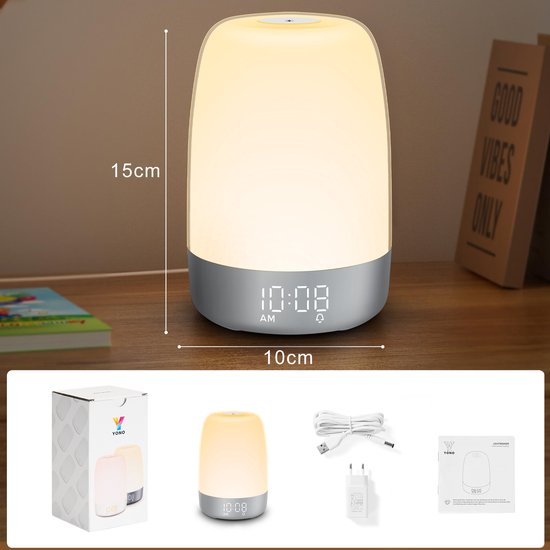 Wake-Up Light Alarm Clock | Sunrise & Sunset Simulation | USB-C Rechargeable