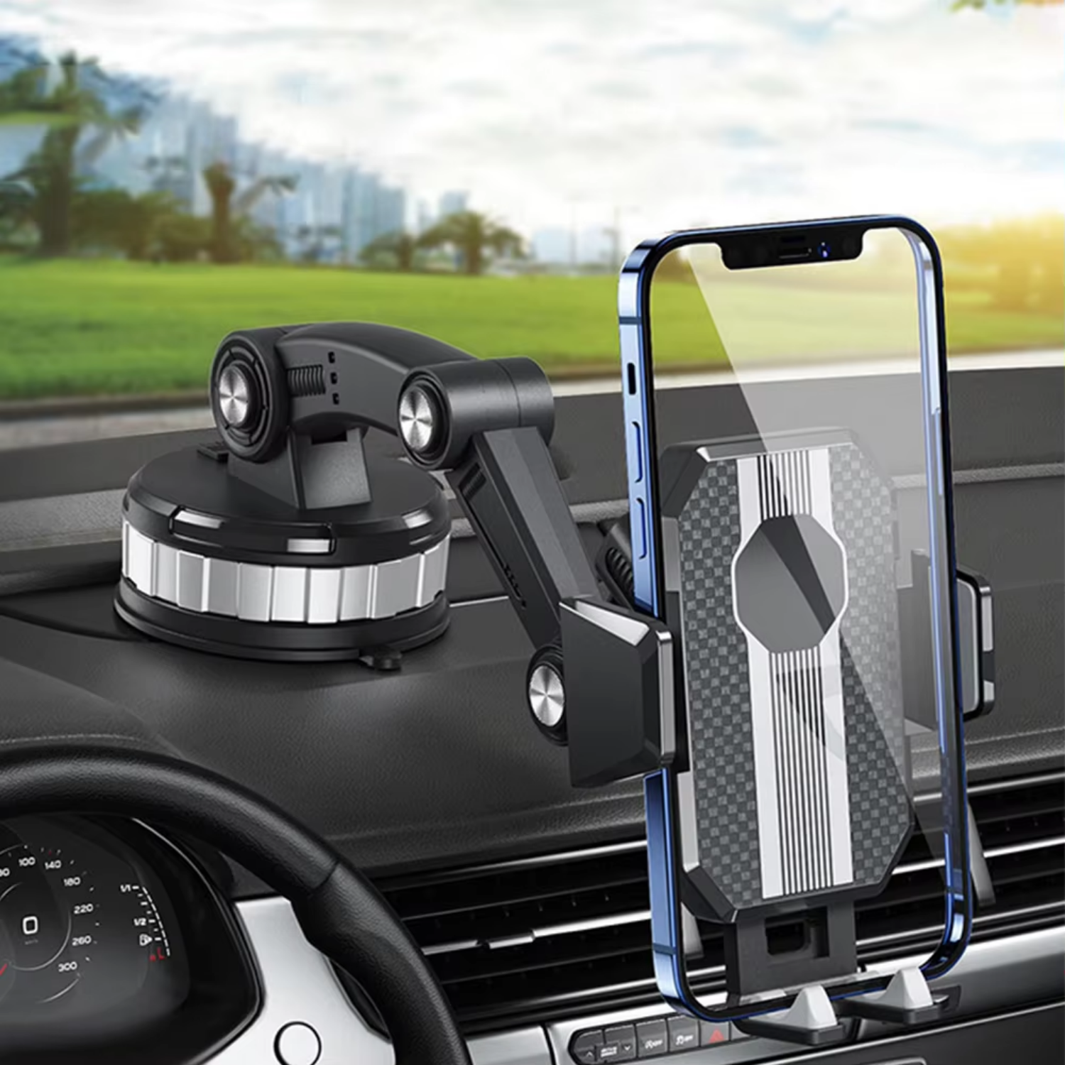 Car Phone Holder | One-Hand 360° Suction Mount | Extendable 10–16 cm