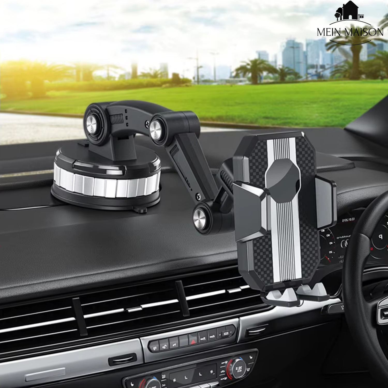 Car Phone Holder | One-Hand 360° Suction Mount | Extendable 10–16 cm