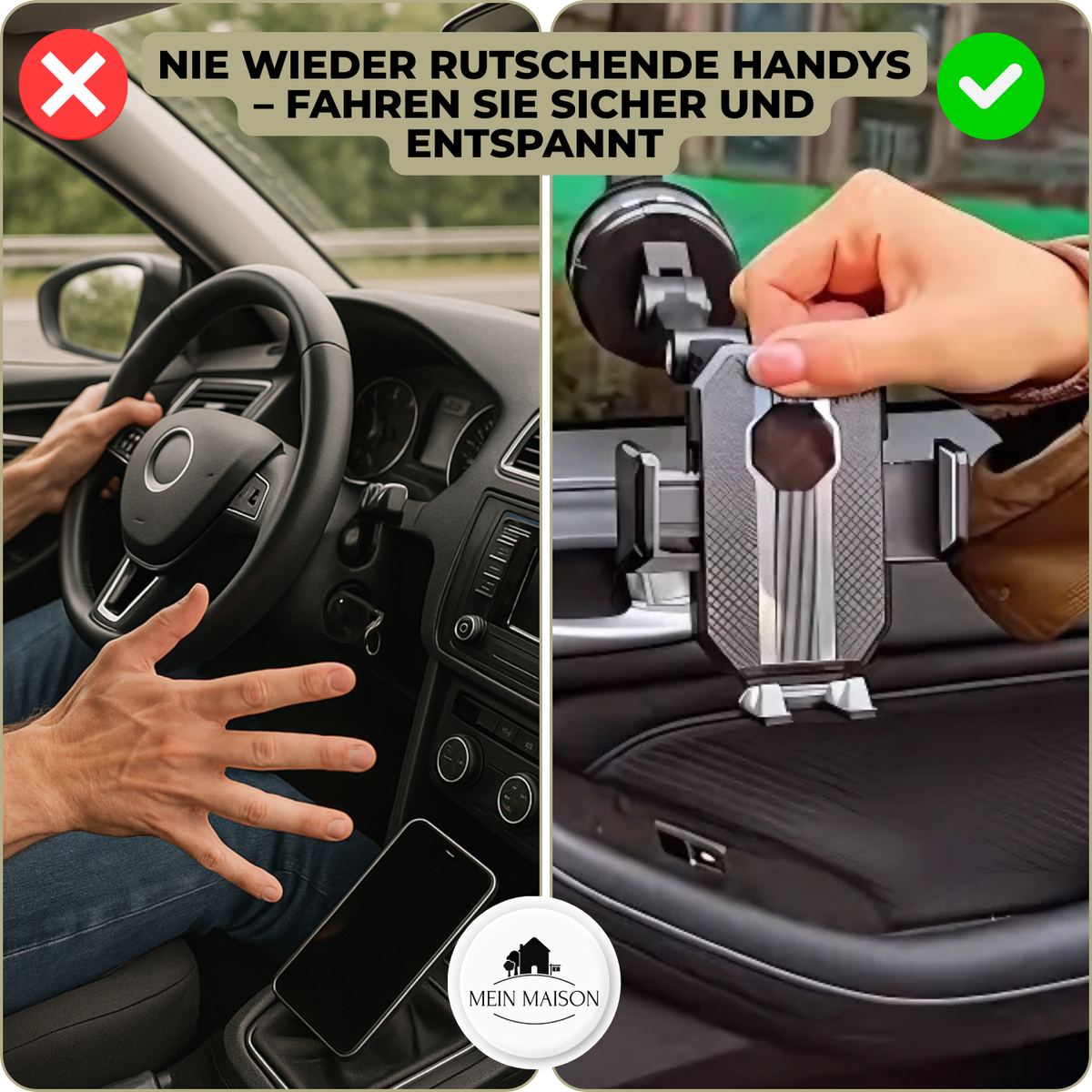 Car Phone Holder | One-Hand 360° Suction Mount | Extendable 10–16 cm