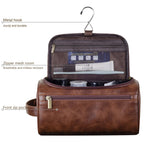 Toiletry Bag | Hanging Leather & Metal Hook | 9.8 x 5.1 x 5.1 in