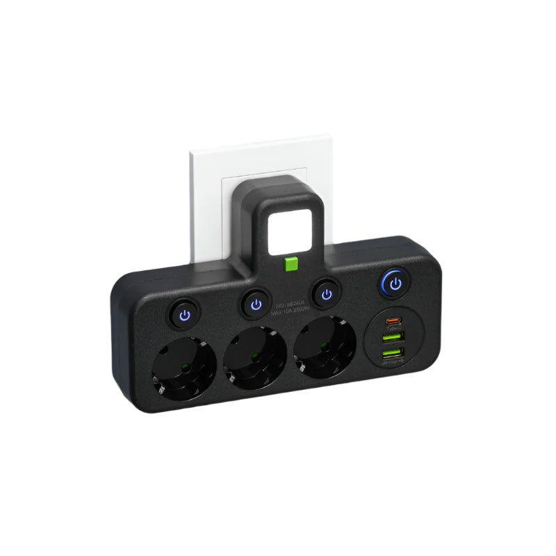 Power Strip | EU Sockets & USB-A/USB-C Ports | Wall-Mountable
