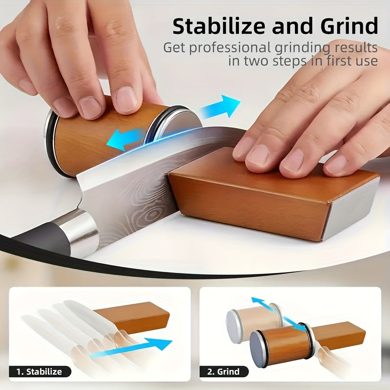 Sharpening Stone Set | Magnetic Angle Guide | Wood & Metal Holder