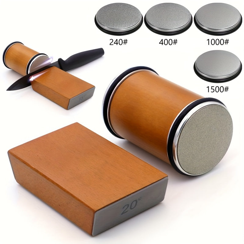 Sharpening Stone Set | Magnetic Angle Guide | Wood & Metal Holder