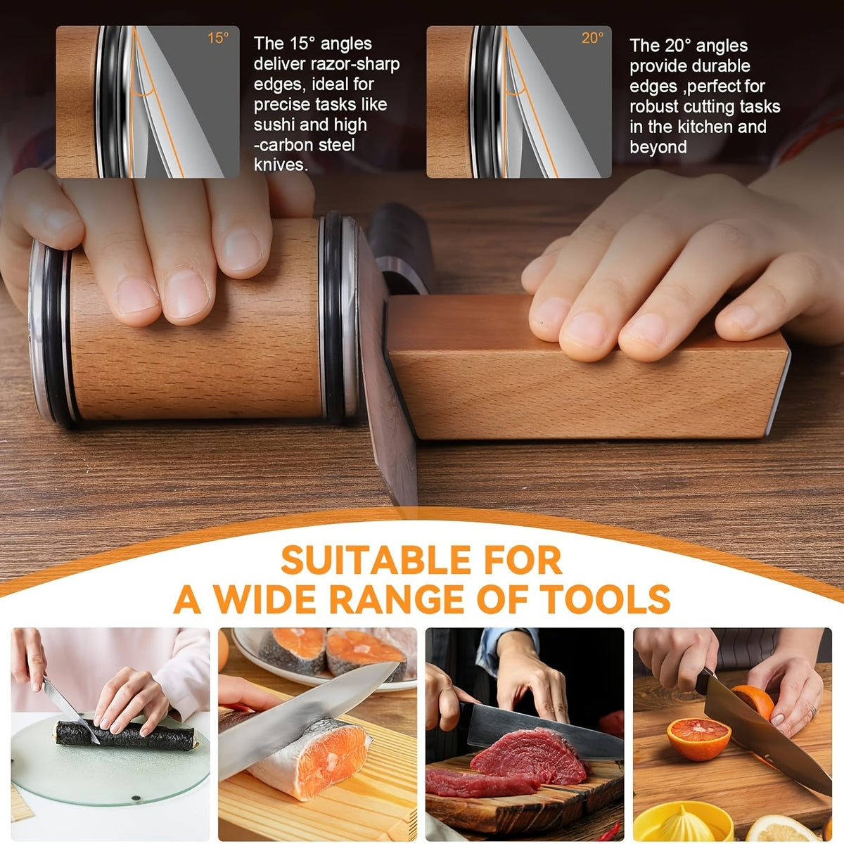 Sharpening Stone Set | Magnetic Angle Guide | Wood & Metal Holder