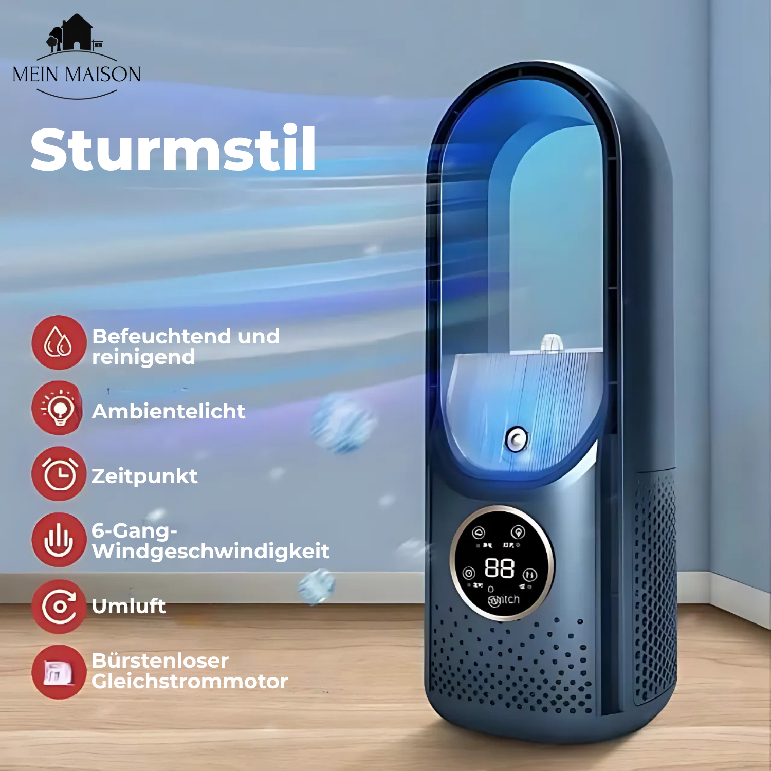 Table Air Cooler | Bladeless Cooling & Humidifying | USB, 6 Speeds