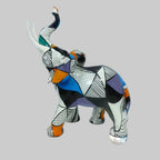 Abstract Elephant Figurine | Hand-Painted Geometric & Colorful | High-Quality Resin