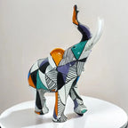 Abstract Elephant Figurine | Hand-Painted Geometric & Colorful | High-Quality Resin