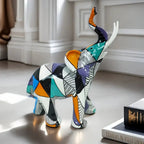 Abstract Elephant Figurine | Hand-Painted Geometric & Colorful | High-Quality Resin