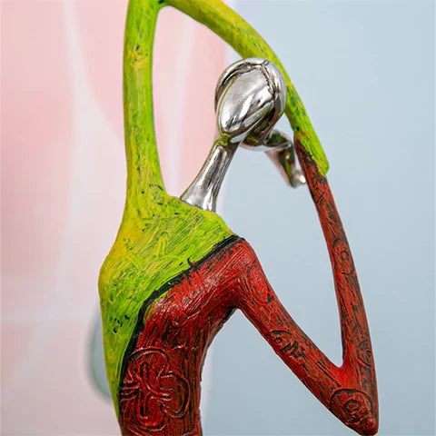 Abstract Woman Sculpture | Handmade Multicolored Resin | Tabletop Centerpiece