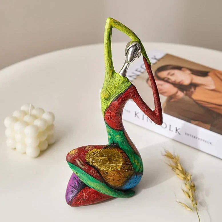 Abstract Woman Sculpture | Handmade Multicolored Resin | Tabletop Centerpiece