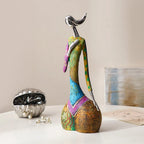 Abstract Woman Sculpture | Handmade Multicolored Resin | Tabletop Centerpiece