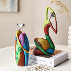 Abstract Woman Sculpture | Handmade Multicolored Resin | Tabletop Centerpiece