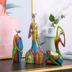 Abstract Woman Sculpture | Handmade Multicolored Resin | Tabletop Centerpiece