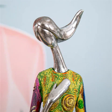 Abstract Woman Sculpture | Handmade Multicolored Resin | Tabletop Centerpiece