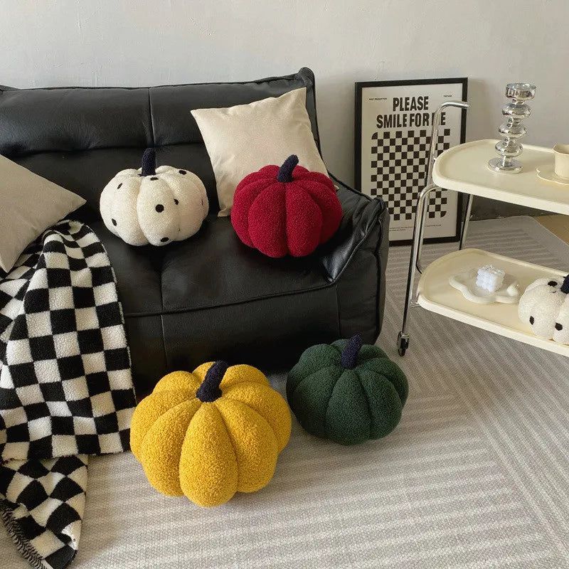 Accent Cushion | Pumpkin-Shaped & Soft Textured Plush | 20 cm Diameter