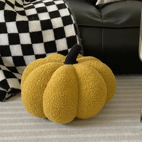 Accent Cushion | Pumpkin-Shaped & Soft Textured Plush | 20 cm Diameter