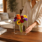 Acrylic Frame Vase | Gallery-Style & Clear Acrylic | 7.9 × 5.9 in