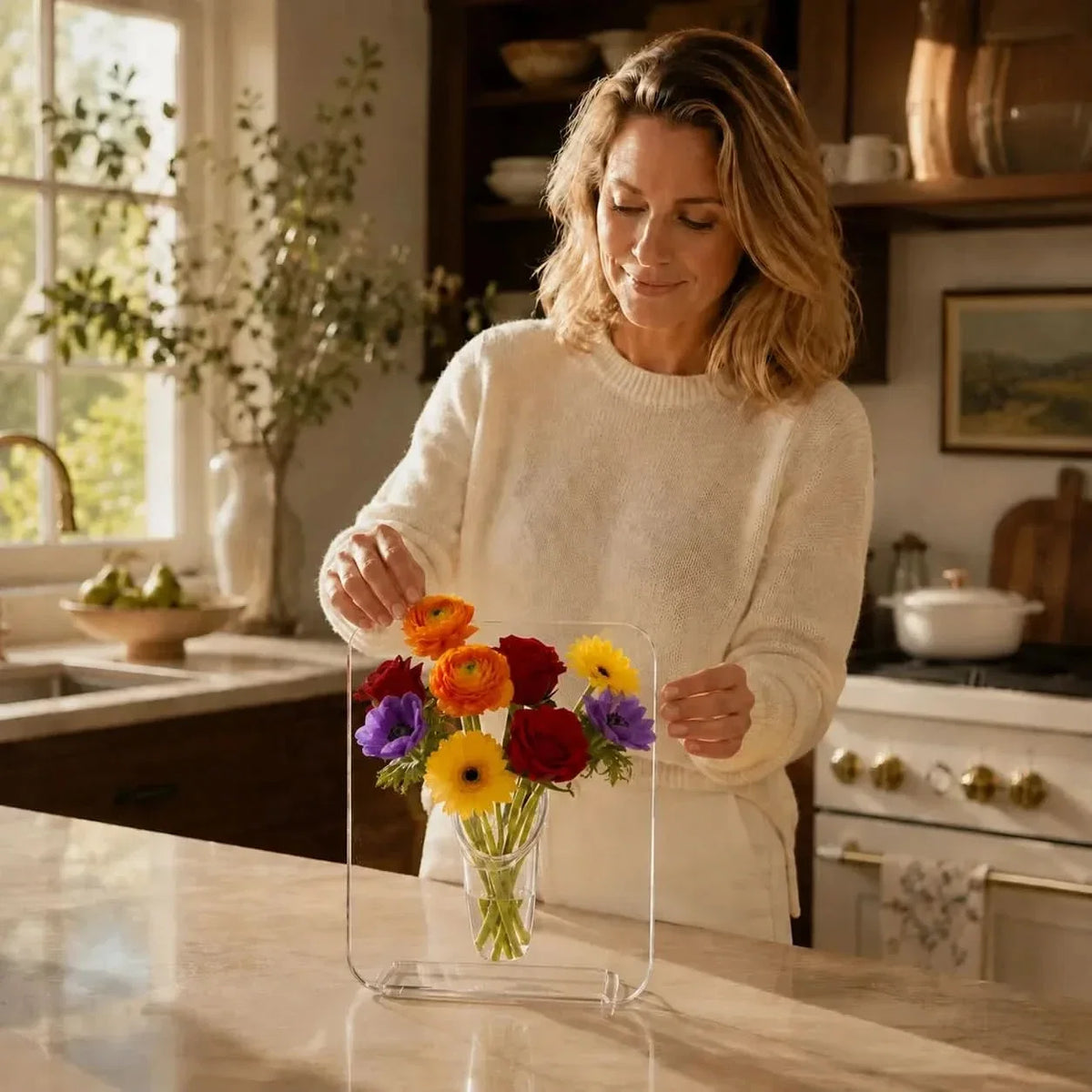Acrylic Frame Vase | Gallery-Style & Clear Acrylic | 7.9 × 5.9 in