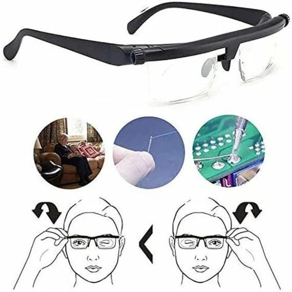 Adjustable-Focus Glasses | Manual Dial & Lightweight