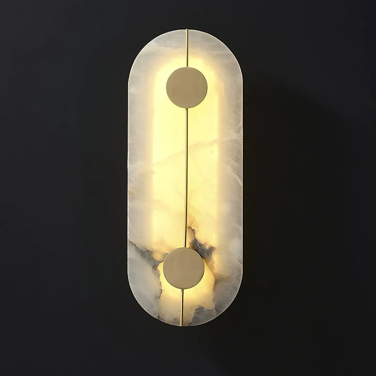Wall Light | Rounded Alabaster Shade & Brass Frame | Integrated LED