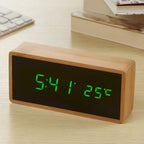 Alarm Clock | Bamboo LED Time & Temperature | USB Or Battery Powered