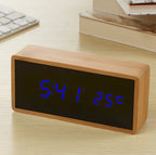 Alarm Clock | Bamboo LED Time & Temperature | USB Or Battery Powered