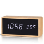 Alarm Clock | Bamboo LED Time & Temperature | USB Or Battery Powered