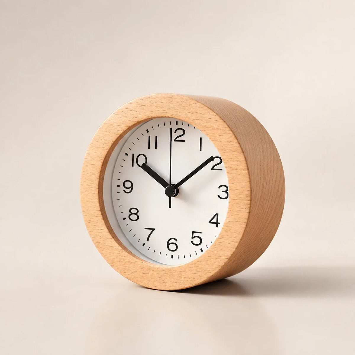 Alarm Clock | Beech Wood & Glass Silent Movement