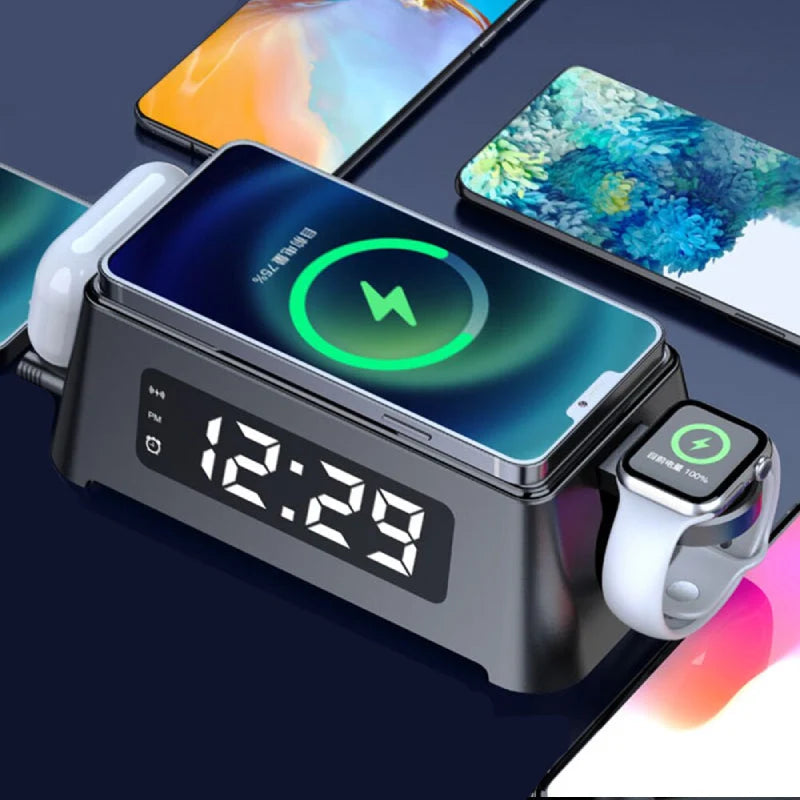 Alarm Clock & Charging Station | Wireless Qi 30W Multi-Device
