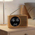 Alarm Clock | Retro Bamboo Look & FM Radio