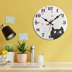Alarm Clock | Silent Movement & Decorative Black Cat | Two Sizes