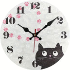 Alarm Clock | Silent Movement & Decorative Black Cat | Two Sizes