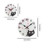 Alarm Clock | Silent Movement & Decorative Black Cat | Two Sizes