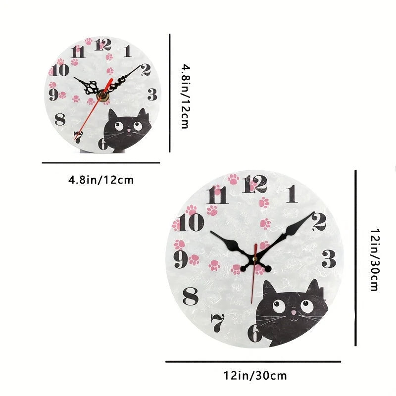 Alarm Clock | Silent Movement & Decorative Black Cat | Two Sizes