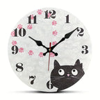 Alarm Clock | Silent Movement & Decorative Black Cat | Two Sizes