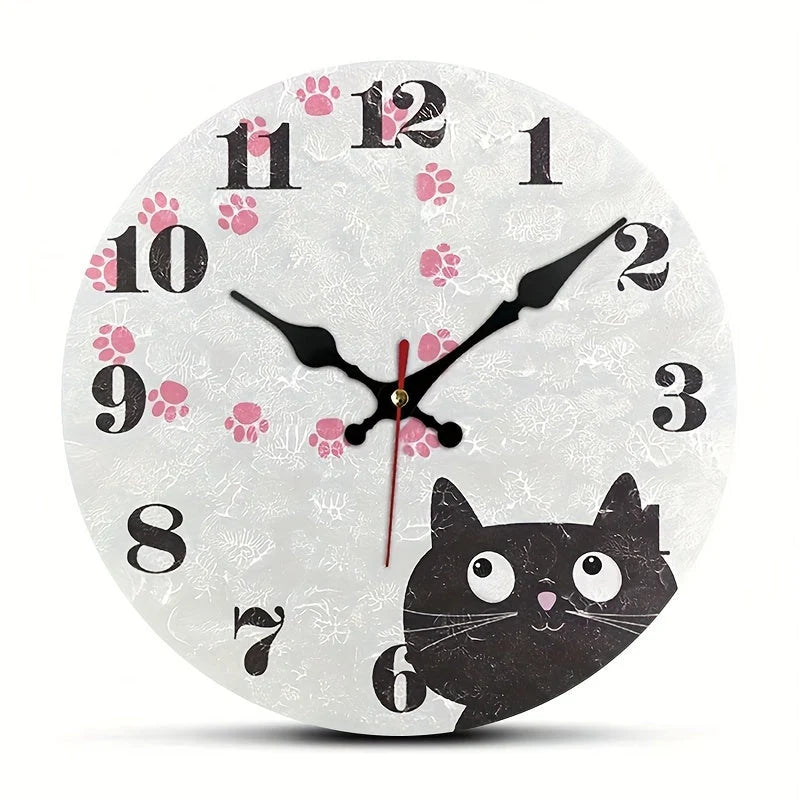 Alarm Clock | Silent Movement & Decorative Black Cat | Two Sizes
