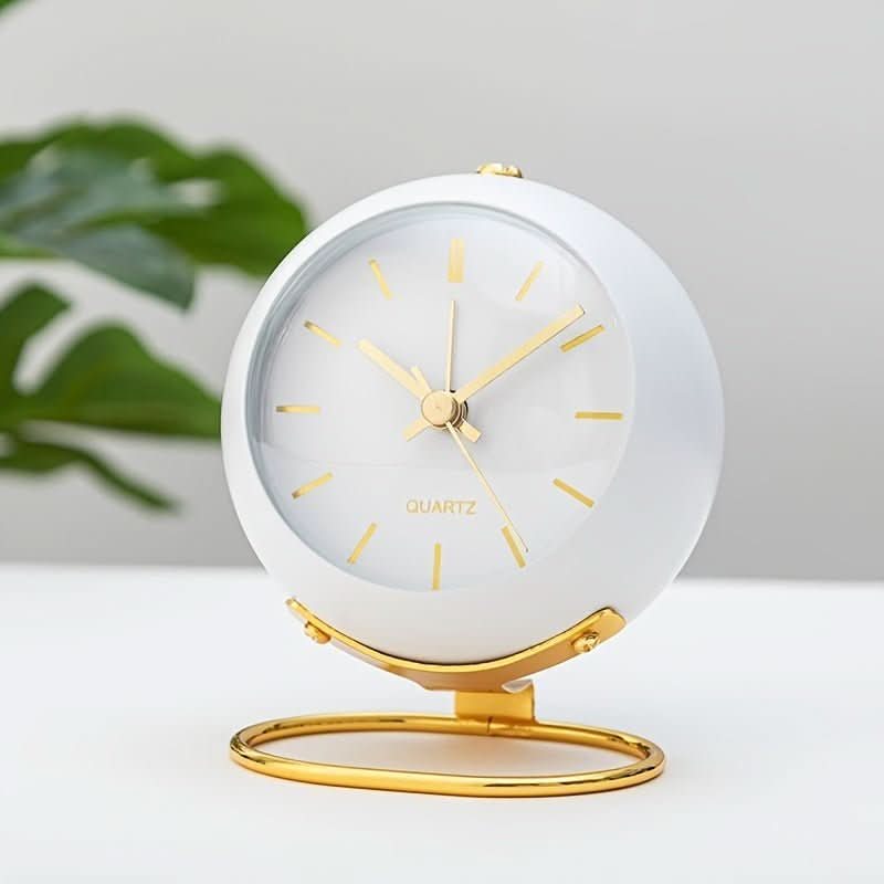 Analog Alarm Clock | Vintage Metal Housing | Silent Movement & Night Light