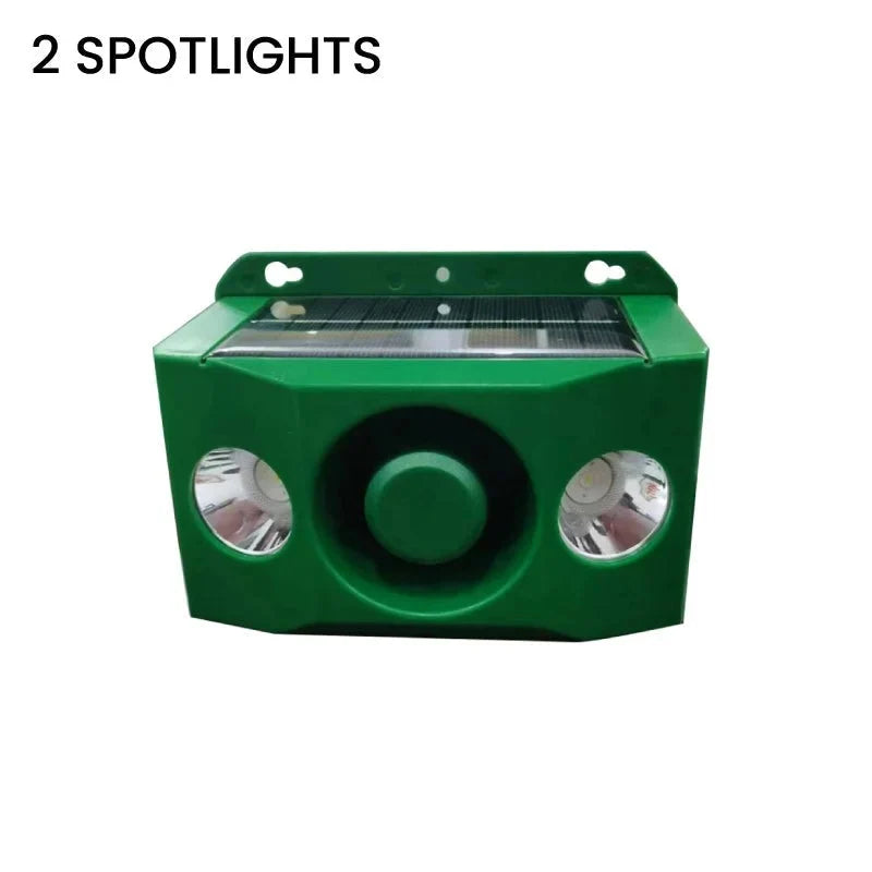 Animal Deterrent Light | Solar-Powered Flashing & Loud Alarm | 2-Spotlight Unit