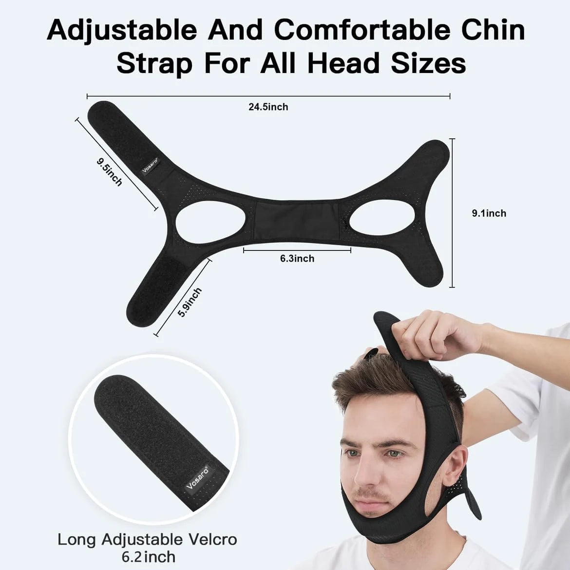 Anti-Snoring Chin Strap | Breathable Double-Layer & Adjustable Velcro | For Sleep Apnea
